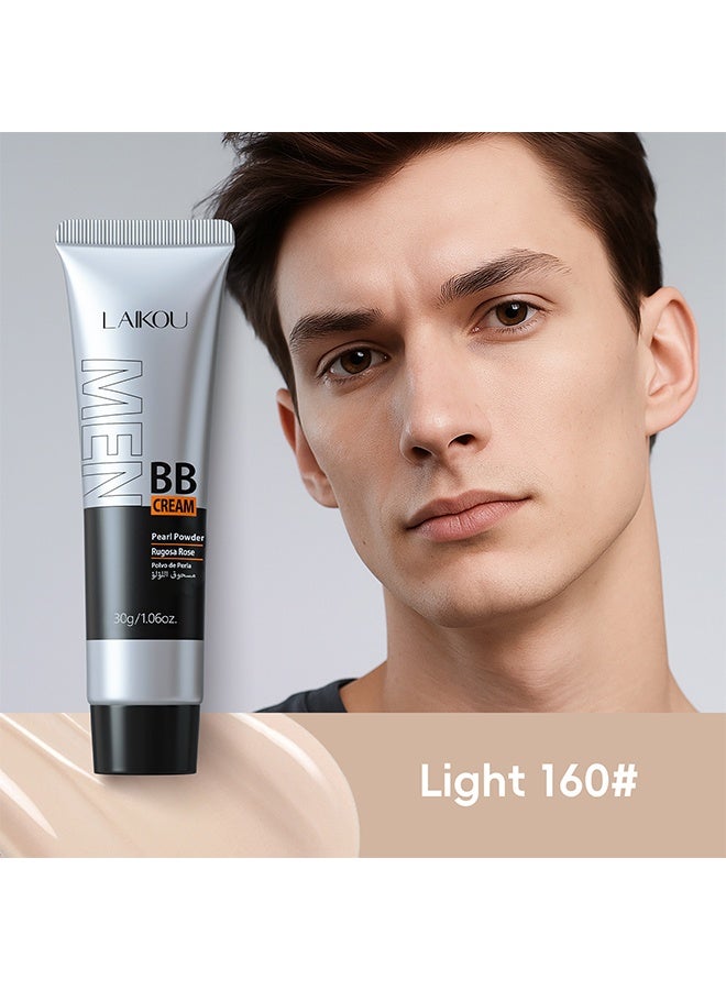 Laikou Men BB Cream SPF 15 PA++, Full-Coverage Foundation & Concealer, Mens Face Moisturizer Cream Evens Skin Tone, Oil Control and Cover Flaws, Natural Finish for All Skin Types, Light 160 - Image 2